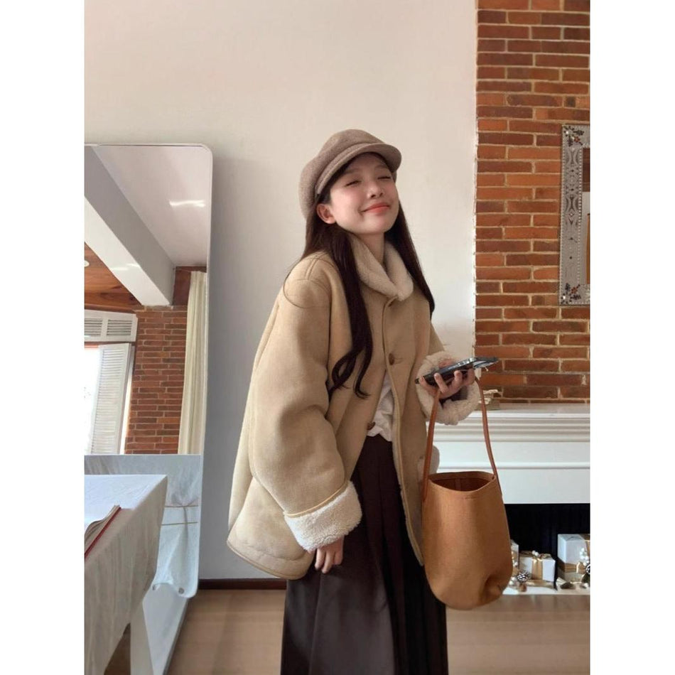 Vintage Imitation Lamb Wool Suede Coat