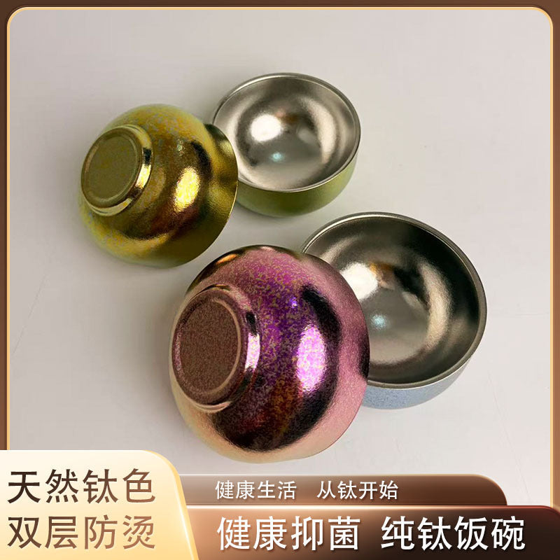 Pure Titanium Double-Layer Insulated Rice Bowl for Outdoors