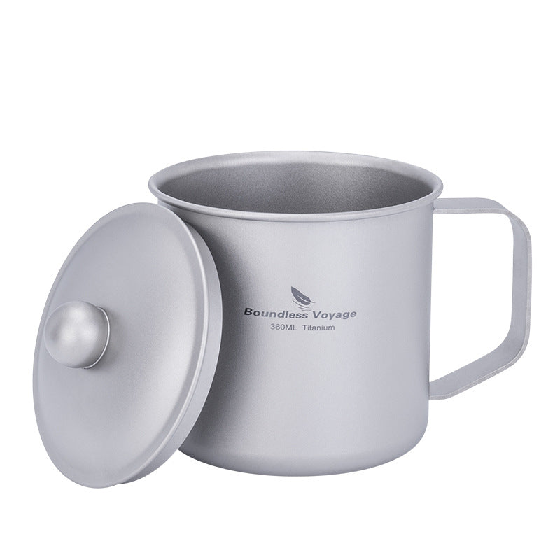 Biwei Pure Titanium Camping Water Cup with Lid & Handle