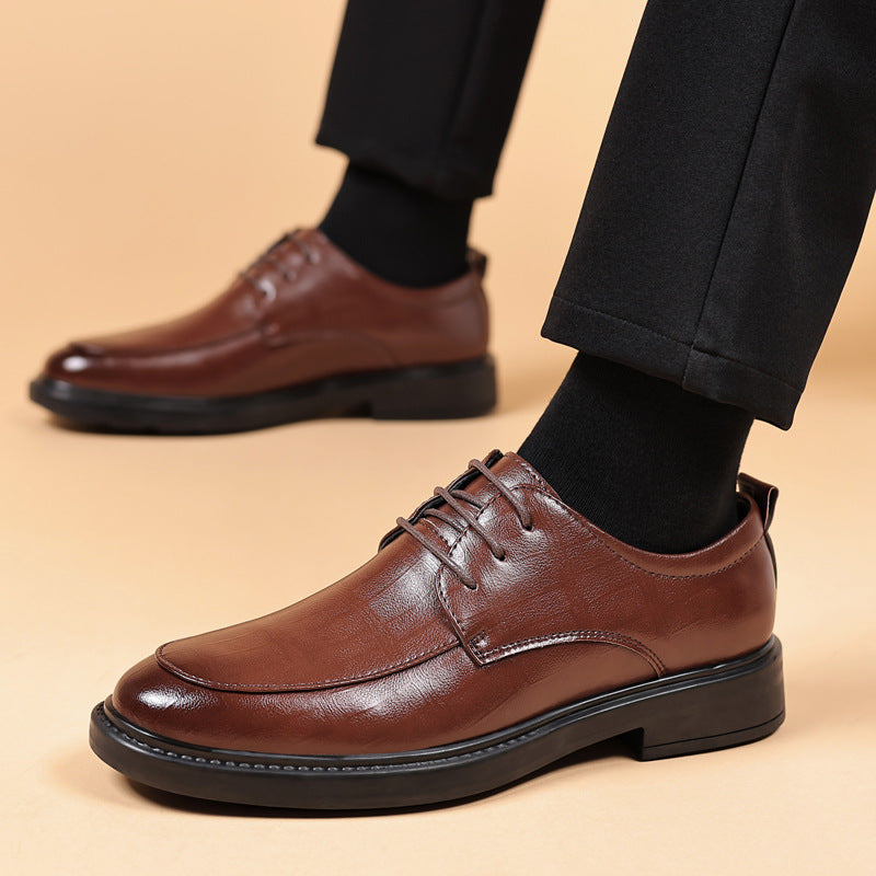 STOCK-Breathable Black Leather Dress Shoes – Summer Business