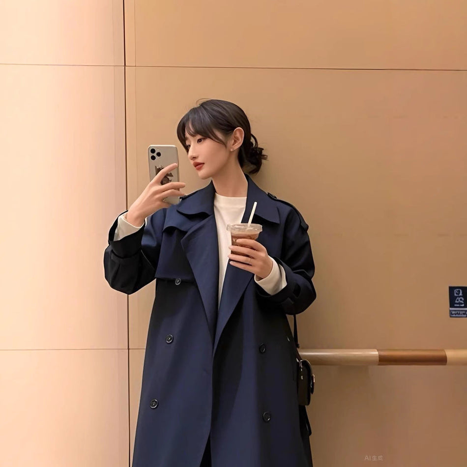STOCK-Women’s British-Style Double-Breasted Coat