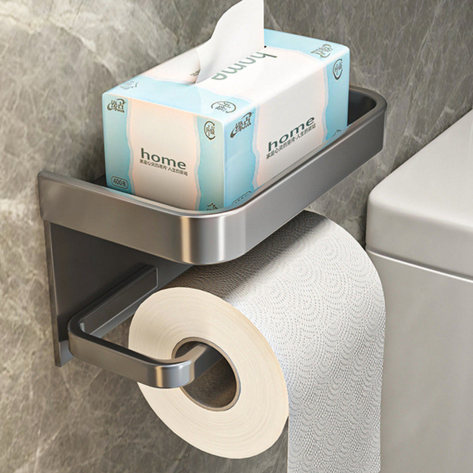 Punch-Free Wall-Mounted Toilet Paper Holder Shelf