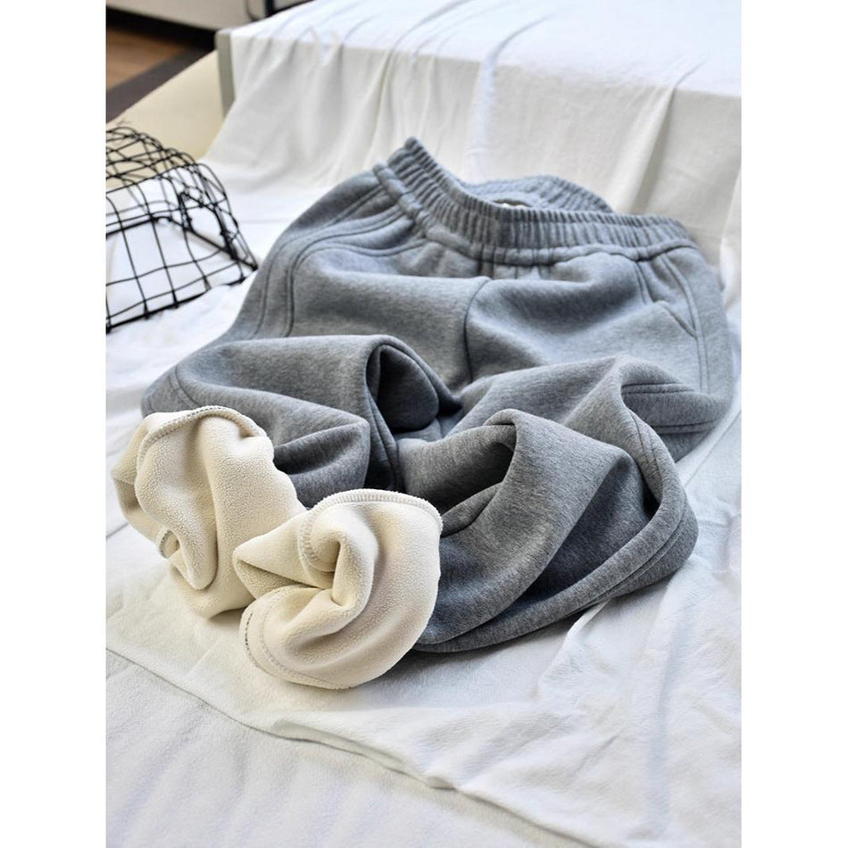 Extra-Thick Cashmere Sweatpants Women Winter Fleece-Lined Casual
