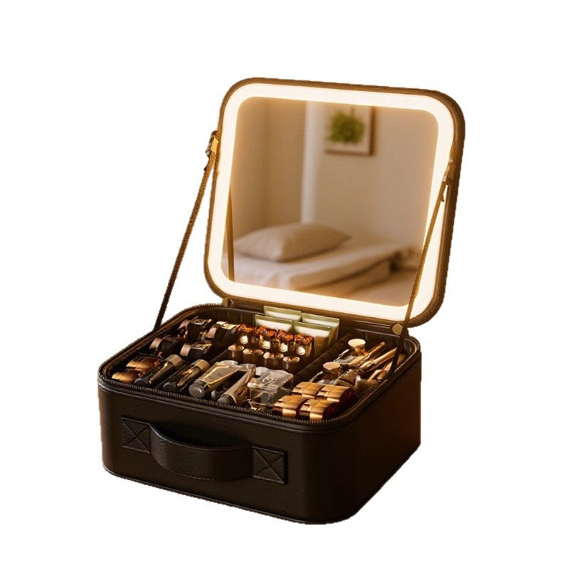 Advanced LED Travel Cosmetic Bag – Large Capacity with Mirror