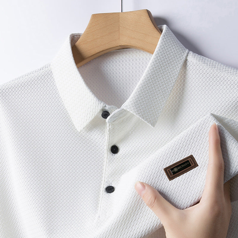 STOCK-Ice Silk Polo Shirt – Cool Half-Sleeve Summer Style