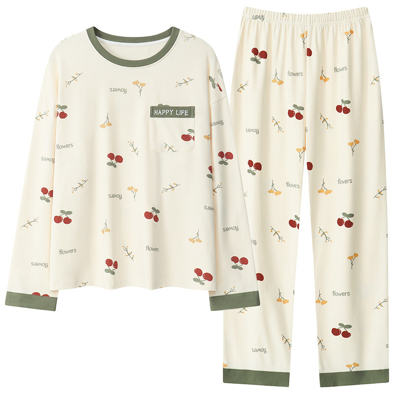 INSTOCK-Cotton Cartoon Pajama Set for Women ng, Autumn and Winter