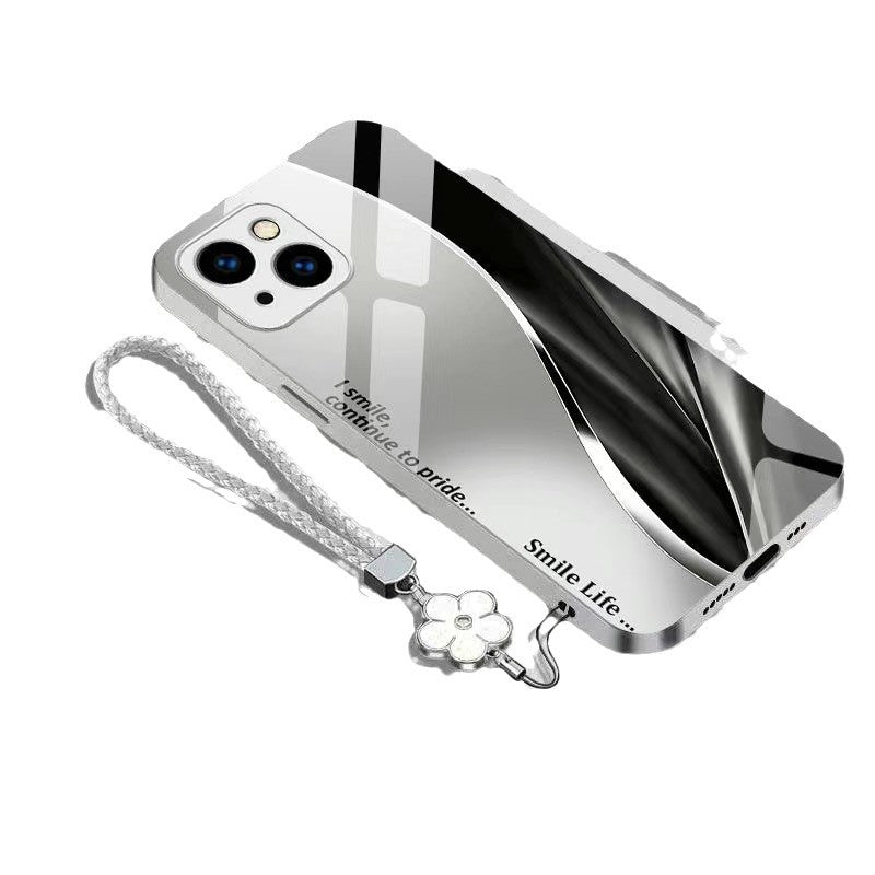 INSTOCK-Metallic Glass Case for iPhone 13 Mini–16 Pro