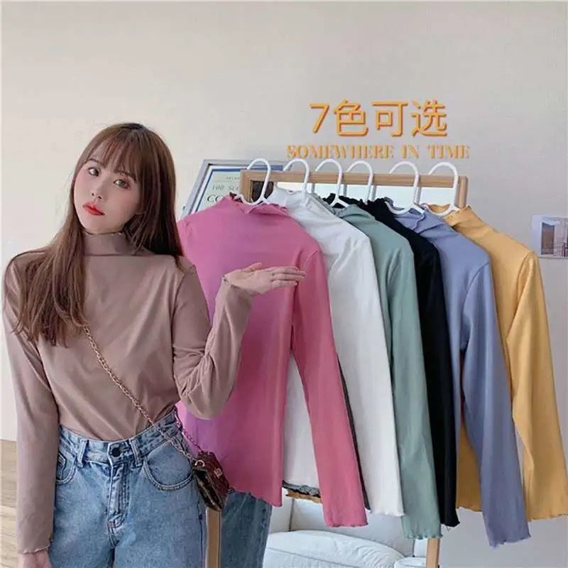 Velvet White Slim Long Sleeve Base Top