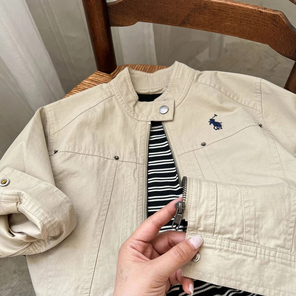 Kids’ Embroidered Jacket – Japanese Style Autumn