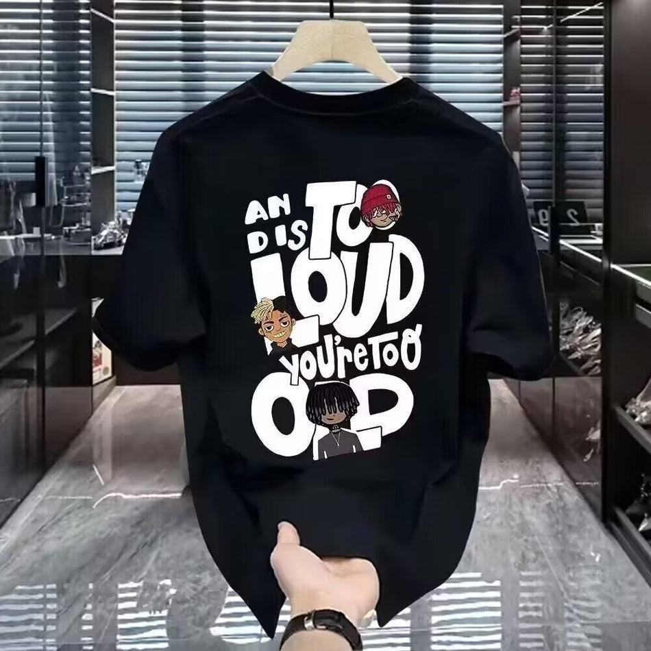 STOCK-Men’s Heavyweight Trendy Brand Pure Cotton Printed T-Shirt