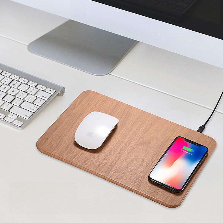 Wood Grain Wireless Charging Mouse Pad