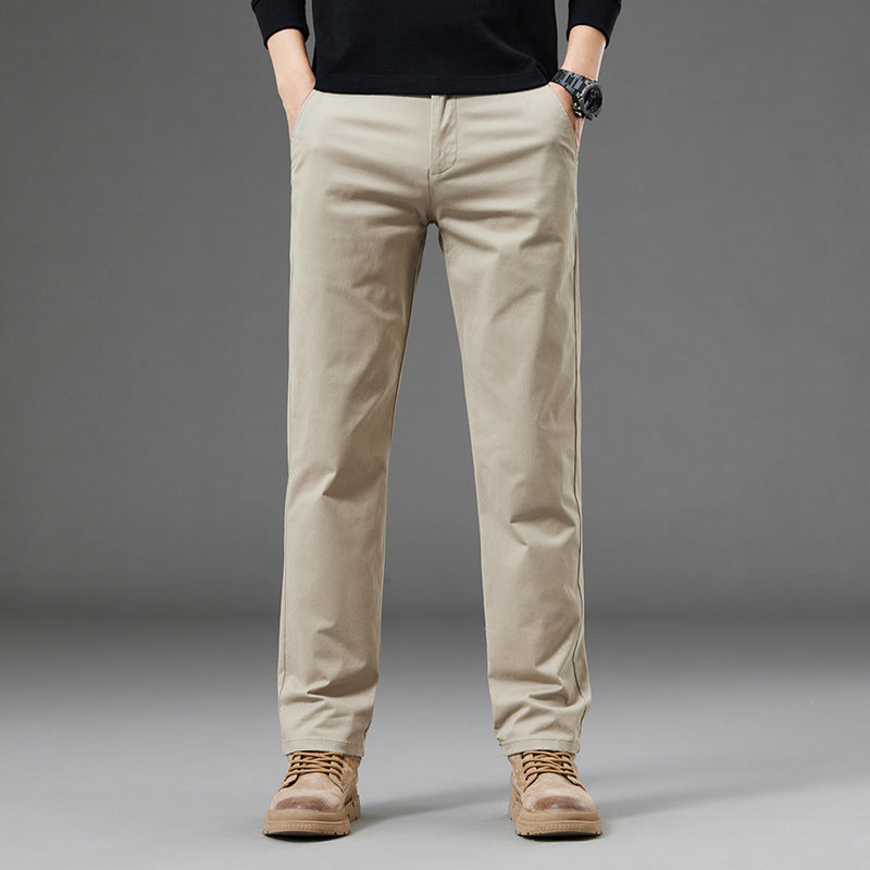 Men’s Plaid Cotton Pants – Slim Fit Straight-Leg Casual