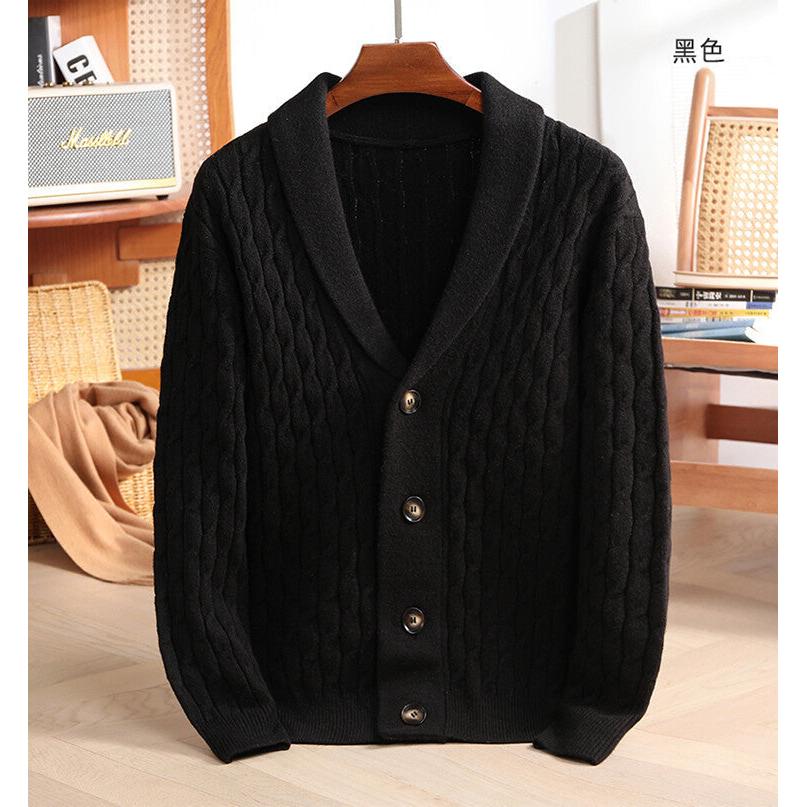Men’s Wool Knit Cardigan Sweater Thick Autumn Winter Coat