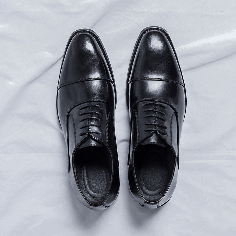 Men’s British-Style Leather Shoes – Pointed Casual Low Heel
