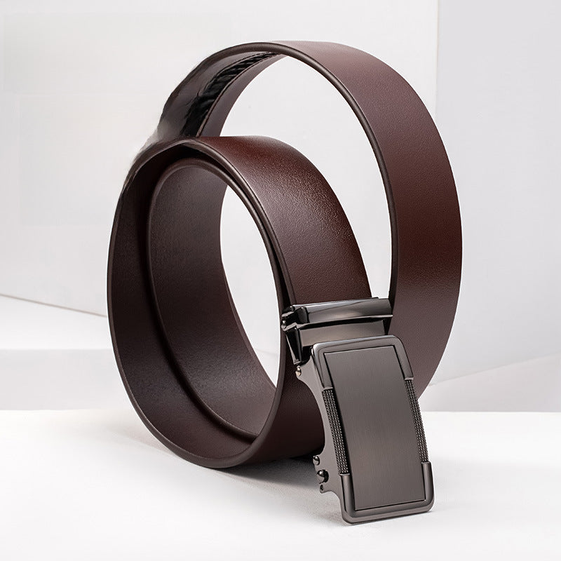 Classic Men's Leather Belt – Auto Buckle Cowhide Belt