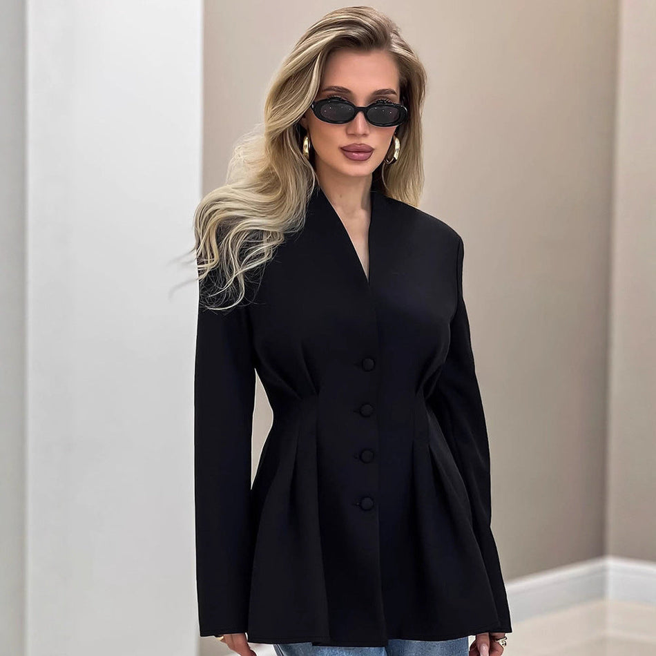 Elegant Slim Fit V-Neck Women’s Blazer
