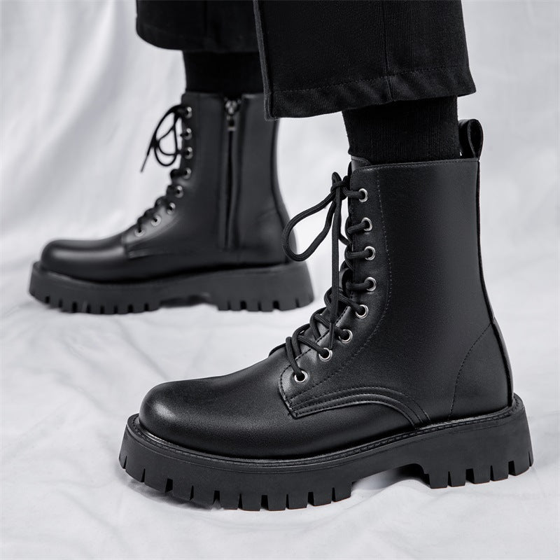 STOCK-Men’s British Style Eight-Hole High-Top Leather Work Boots