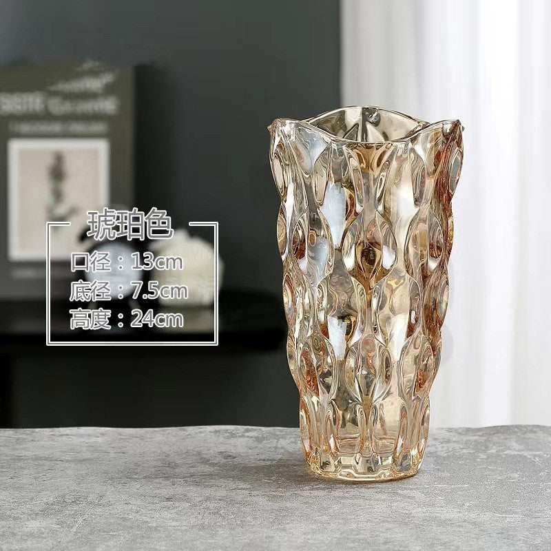 Bohemian Transparent Glass Vase for Hydroponic Flowers