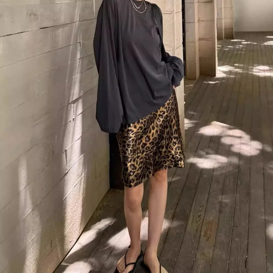 Leopard Print A-Line Skirt – Slimming & Elegant Summer Wear