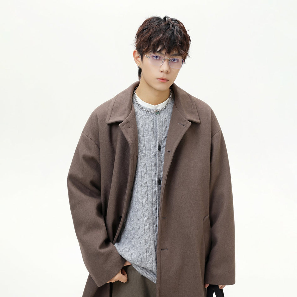 Men’s Woolen Lapel Pea Coat | Retro Winter Windbreaker