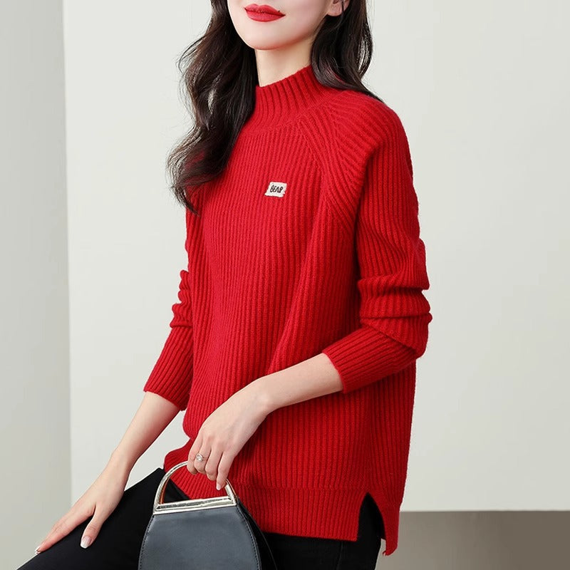 Half Turtleneck Thickened Knitted Sweater Women
