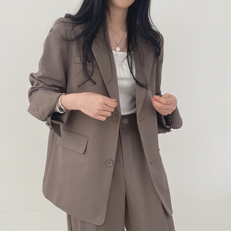 Women’s Brown Korean Style Suit Jacket – Spring Fall Fashion