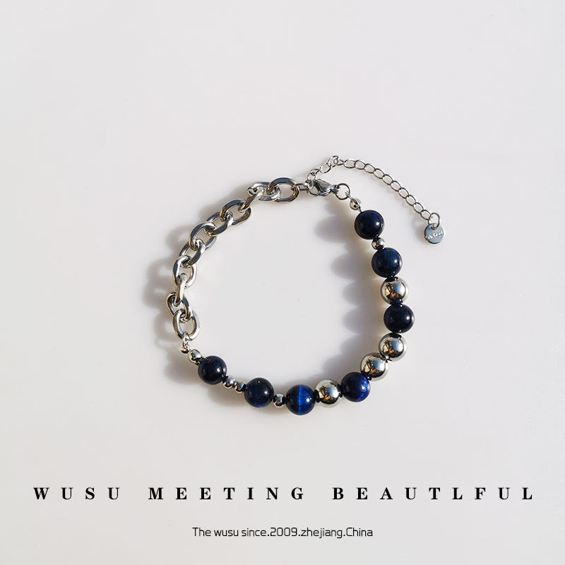 Blue Beaded Bracelet for Men – Elegant Retro Design