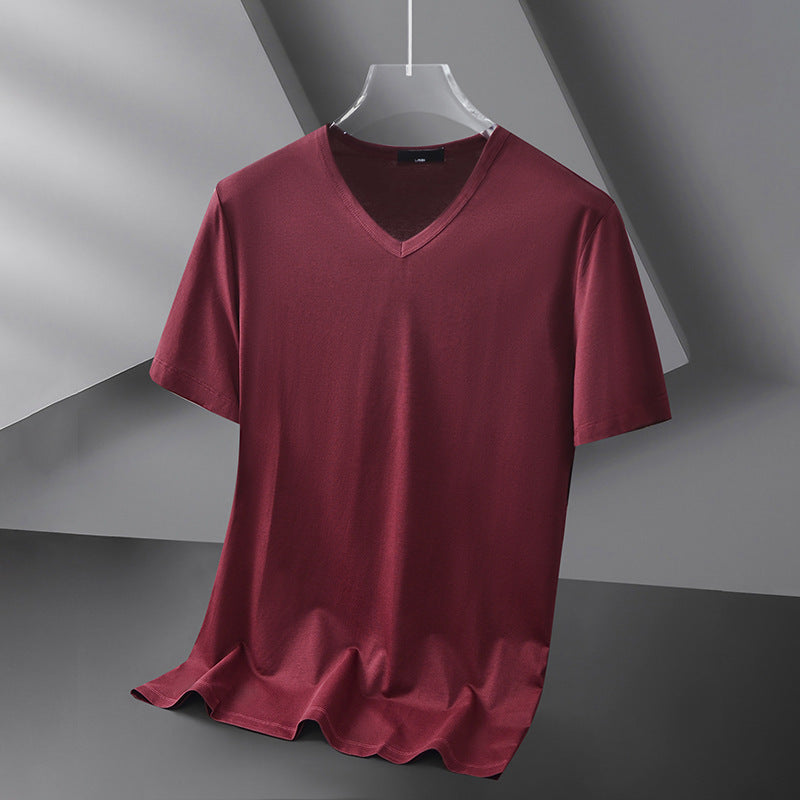 Men's Modal Ice Silk V-Neck T-Shirt – Quick-Dry Summer