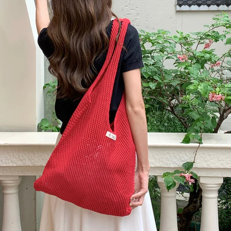 Red Knitted Mesh Bag