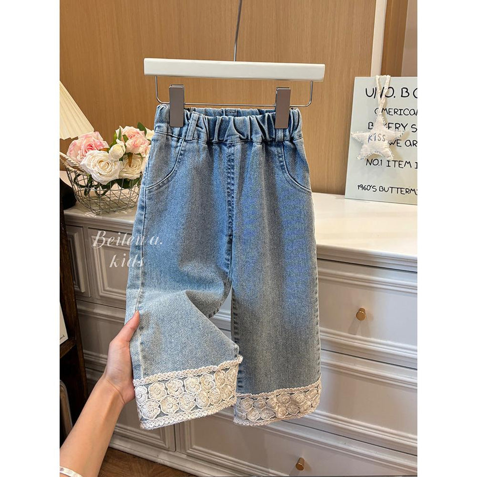 Girls Korean Lace Straight Pants Autumn