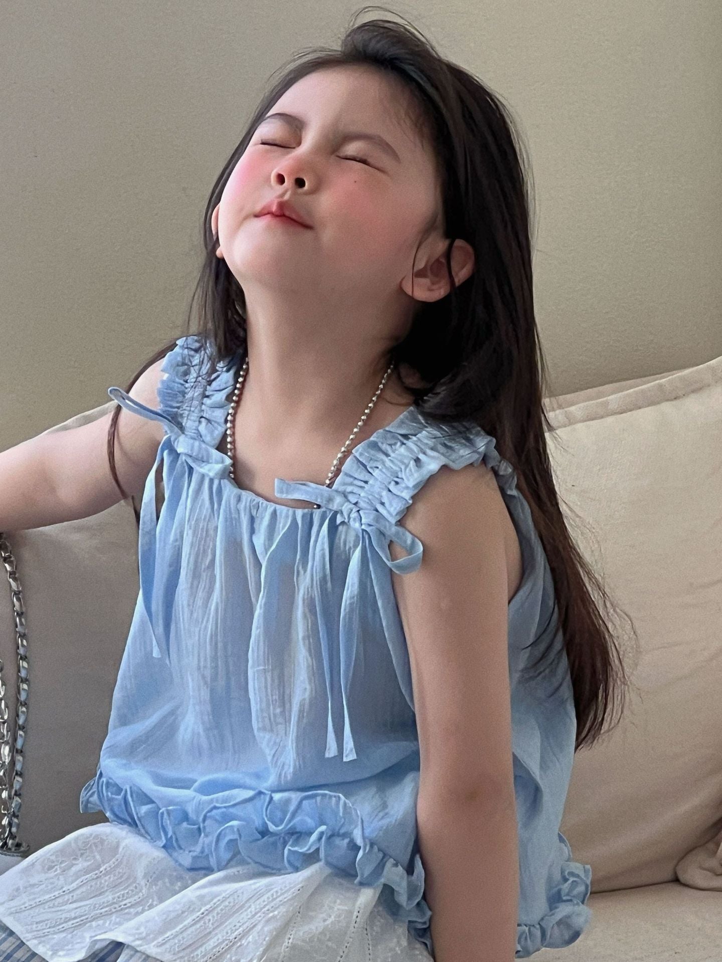 Girls Blue Bow Vest Skirt Set Spring Summer Outfit – Summer Kids Fashion Nepal | Tudoholic