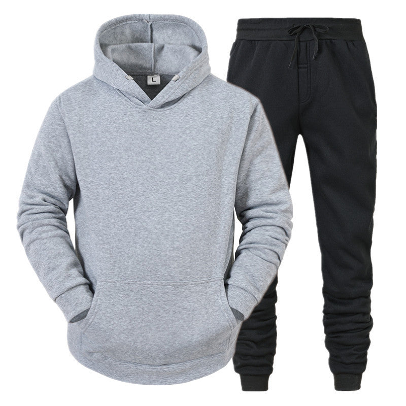Men's Autumn-Winter Hooded Sweatshirt Pants Two-Piece Set