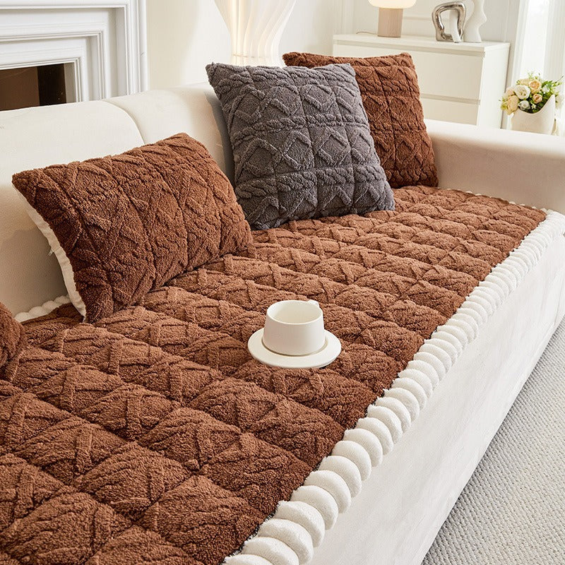 Thick Plush Sofa Cushion for Autumn & Winter Comfort