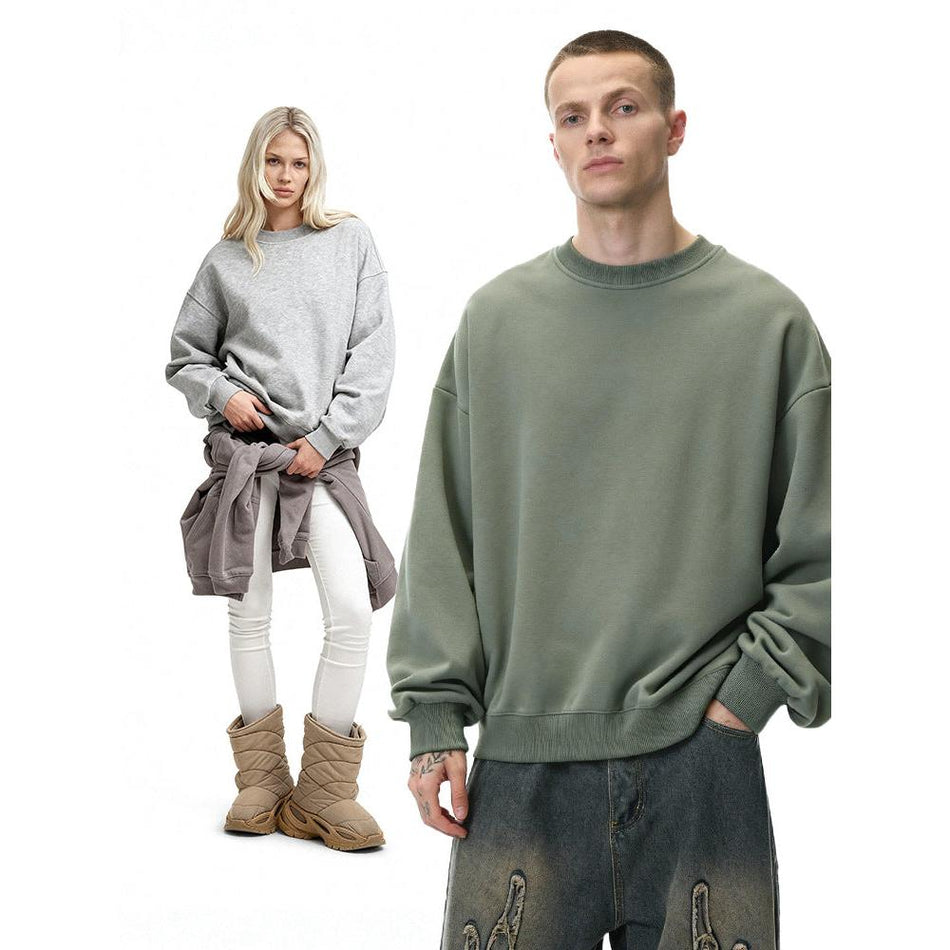 350g Fleece-Lined Rainbow Crewneck Sweatshirt Men Loose