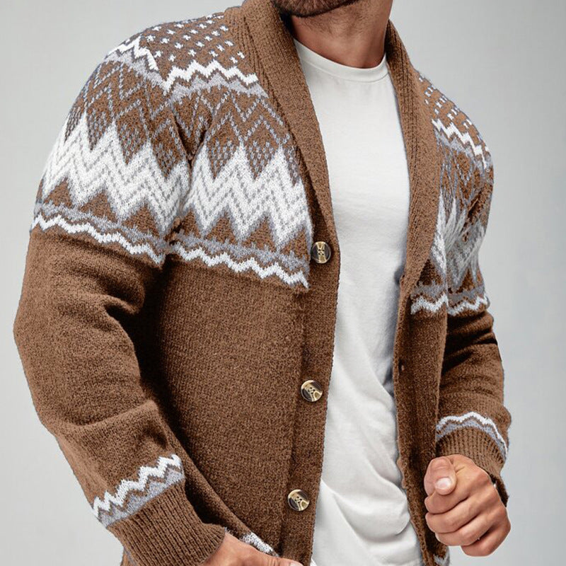 STOCK-Men's Autumn Winter Knit Cardigan – Solid Color Sweater