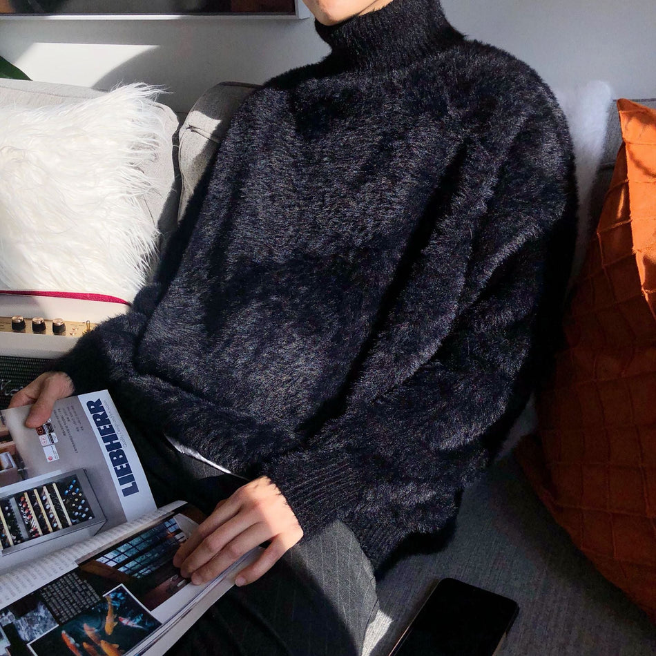 INSTOCK- Men’s Faux Mohair Turtleneck Sweater Korean Style 2022