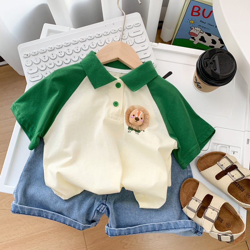 Boys’ Thin Summer Polo Pullover Short-Sleeve Top