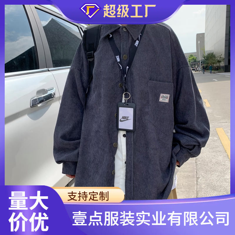 Men’s Corduroy Casual Long-Sleeve Japanese Shirt