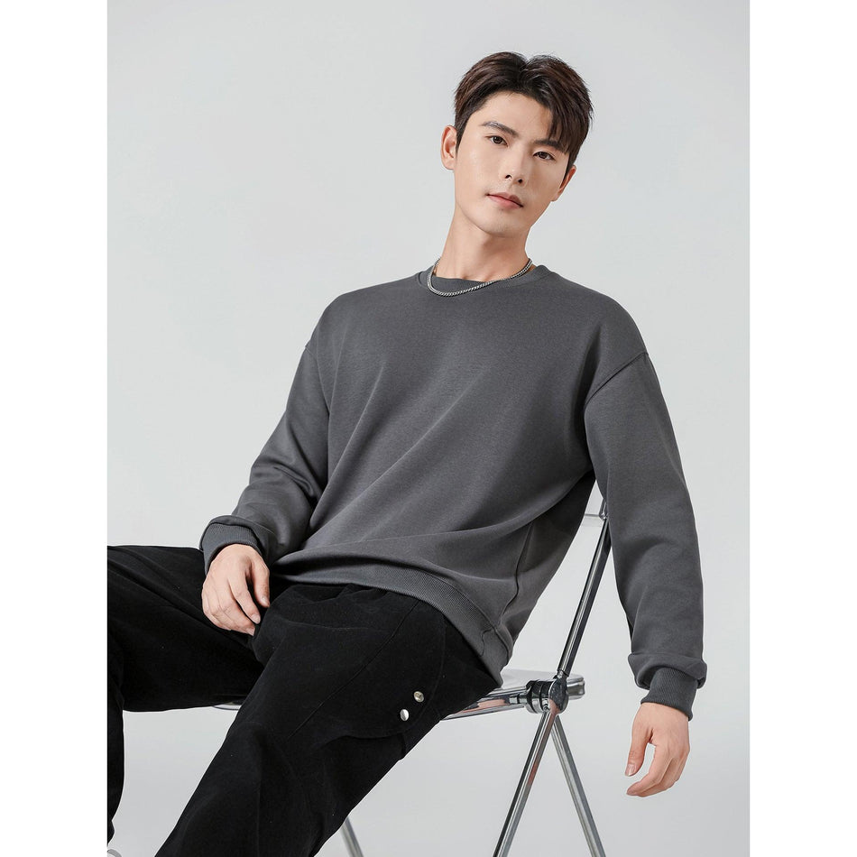 300g Fleece-Lined Round Neck Sweatshirt Women Loose Top