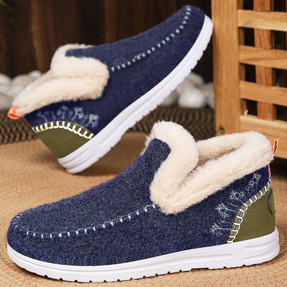 STOCK-Women’s Fleece-Lined Winter Cotton Slip-On Boots