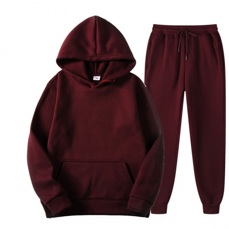 Men's Spring-Autumn Solid Color Hooded Sports Suit