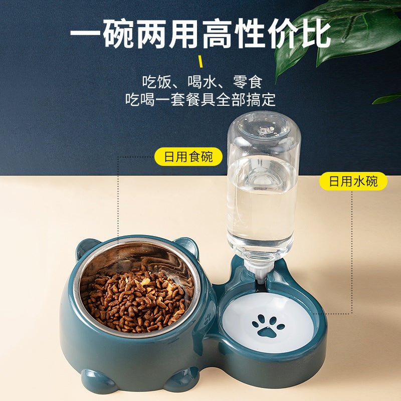 Two-in-One Cat and Dog Water & Food Bowl Pet Supplies