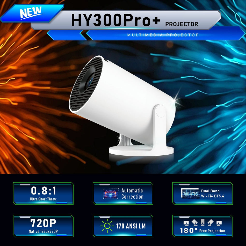 HY300Pro+ Ultra-Short Throw Smart Mini Projector HD