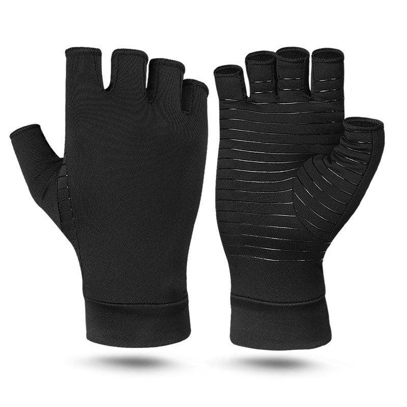 Copper Fiber Fingerless Pressure Gloves – Unisex Touchscreen