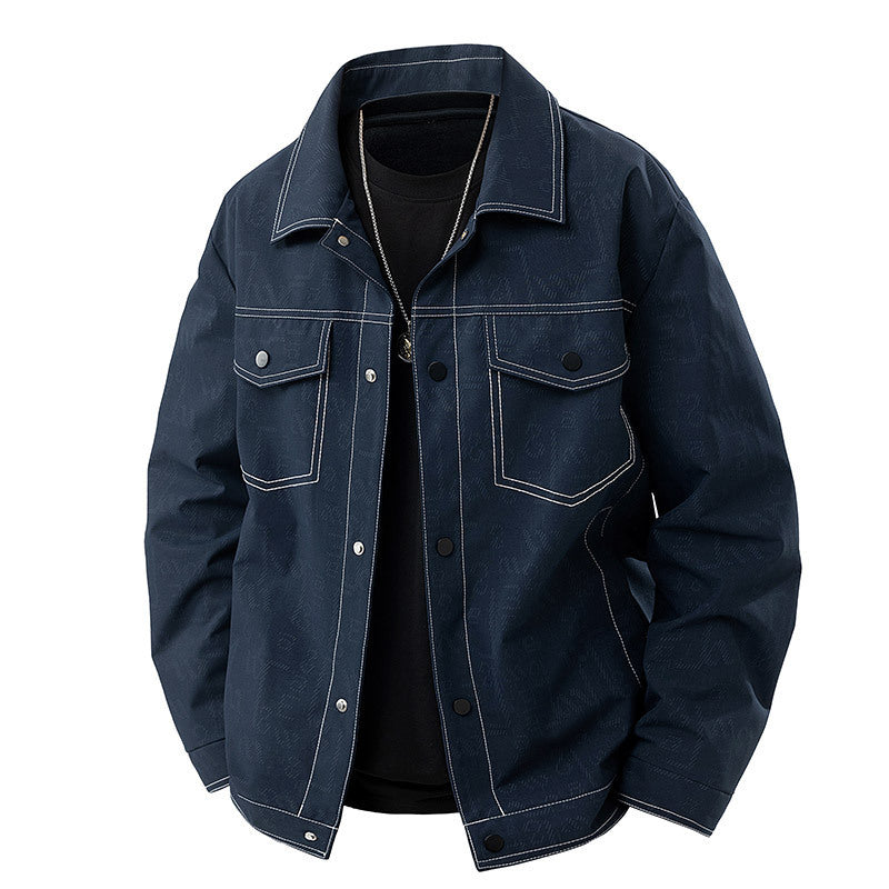 Men’s Casual Twill Denim Jacket – Trend Lapel Top