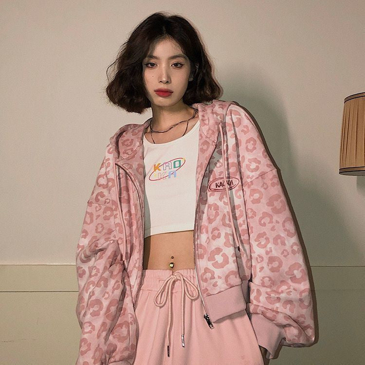Women’s Pink Leopard Hoodie