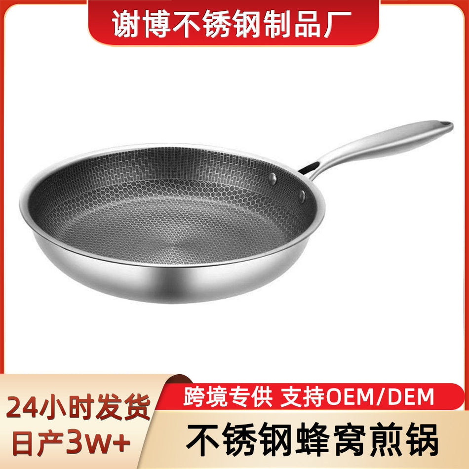 Stainless Steel Honeycomb Frying Pan – Full-Screen Non-Stick Pan