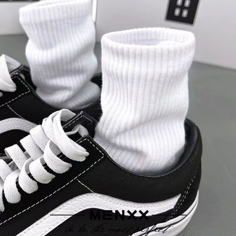 PACK OF 10 - Zhuji Unisex - Cotton Sports Socks Black White