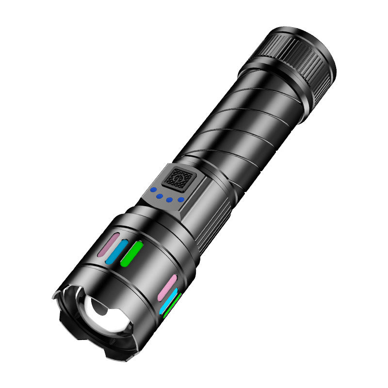 Colorful Long-Range Flashlight – White Laser & Removable Battery