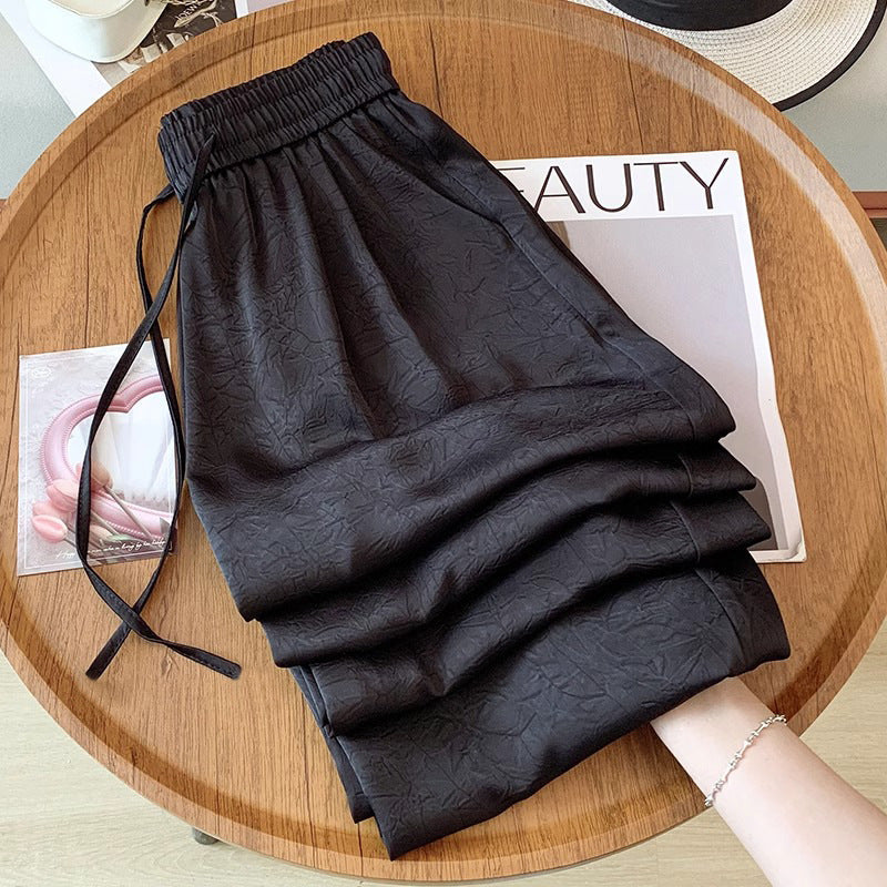 Black Ice Silk Acetate Pants Women